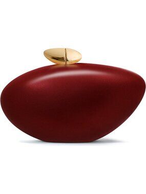 Women's Leather Red Tortoise Shell Acrylic Clutch Purse Gold Evening Handbag